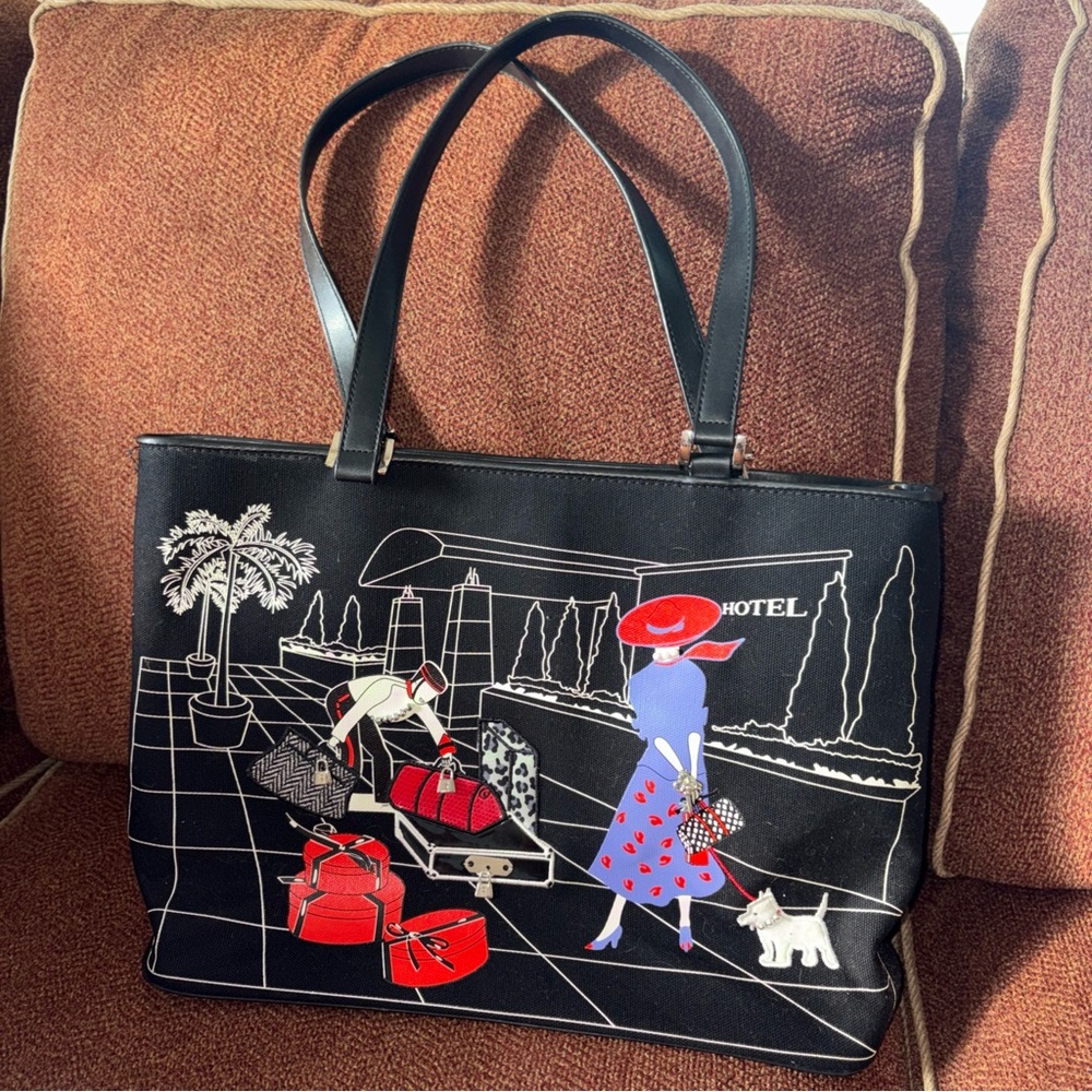 Villeroy Boch Black & White Canvas Tote Bag Bellboy Woman Dog Hotel
